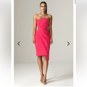 Chic Strapless Pink Midi Dress